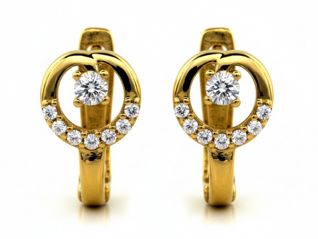 Kolczyki złote z kółeczkiem z cyrkoniami angielskie zapięcie
