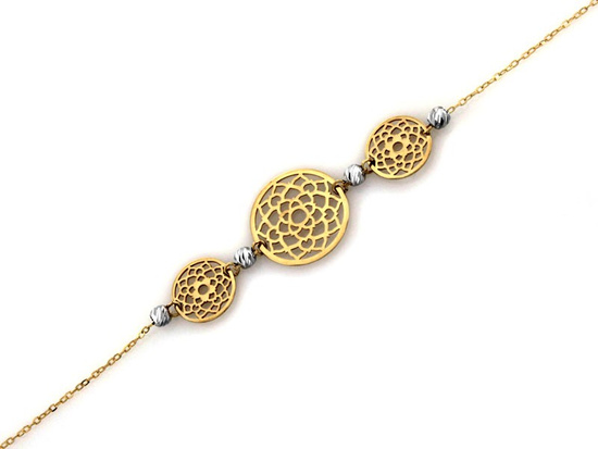 Złota bransoletka łańcuszkowa z ażurowymi elementami