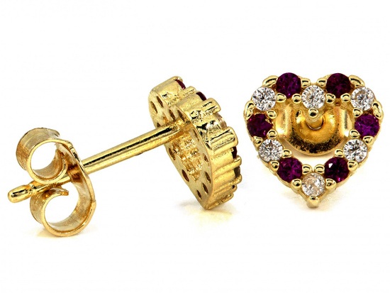 Subtelne złote kolczyki serce wysadzane cyrkoniami