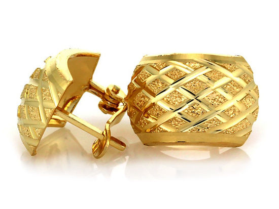 Kolczyki angielskie frezowanie w kratkę błyszczące