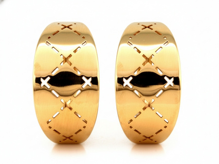 Kolczyki złote angielskie błyszczące wycinane