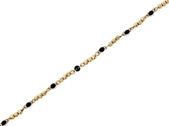 Bransoletka złota z kulkami i czarnymi kamieniami