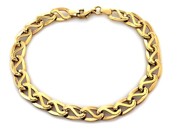 Złota bransoletka elementowa z dużych oczek