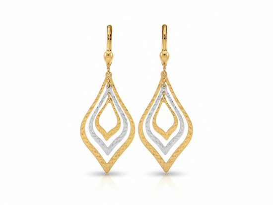 Piękne złote kolczyki dwukolorowe ruchome elementy