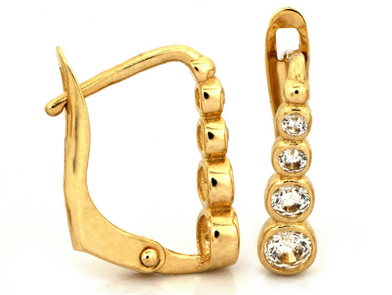 Kolczyki złote angielskie z cyrkoniami eleganckie subtelne