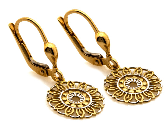 Kolczyki złote wiszące ażurowe okrągłe