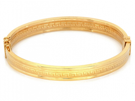 Bransoletka złota koło bangle z wzorem greckim ekskluzywna