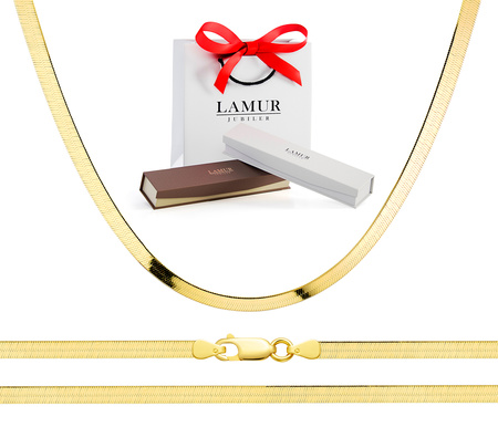 Złoty łańcuszek 585 taśma, żmijka