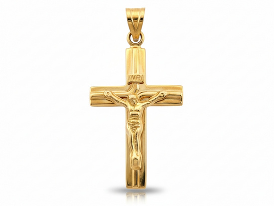 Krzyżyk złoty z pasyjką z Jezusem duży męski