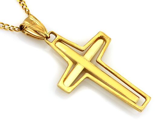 Złoty krzyżyk oryginalny trójwymiarowy