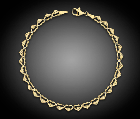 Złota bransoletka 375 serca