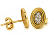 Złote kolczyki owalne na sztyfcie z cyrkoniami