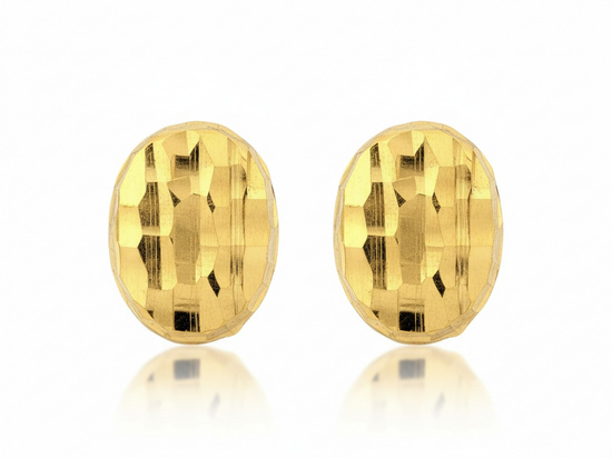 Kolczyki złote błyszczące owalne na sztyfcie
