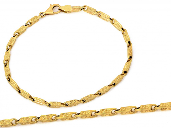 Bransoletka złota elementy z wzorem greckim