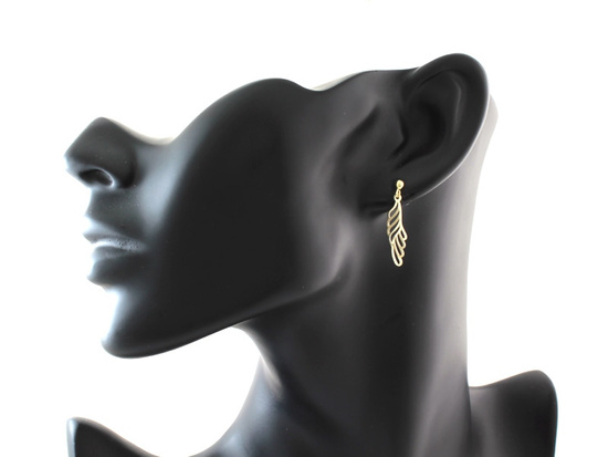 Kolczyki złote wiszące ażurowe na sztyfcie