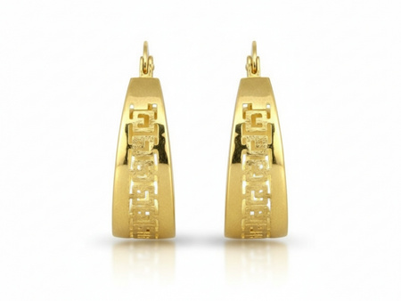 Efektowne złote kołczyki z wzorem greckim