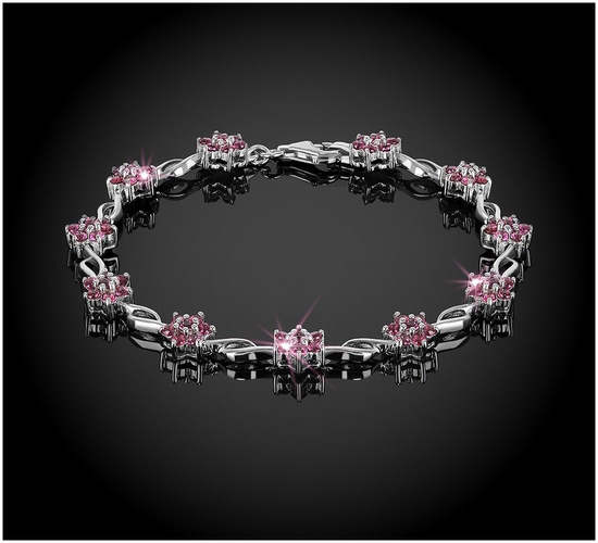 Bransoletka srebrna 925 z 77 naturalnymi afrykańskimi rodolitami