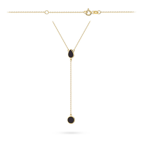 Złoty naszyjnik 585 - łezka z agatem