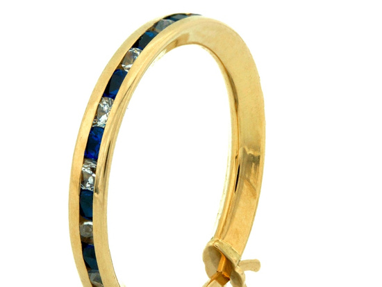 Kolczyki złote koła z niebieskimi cyrkoniami 17mm