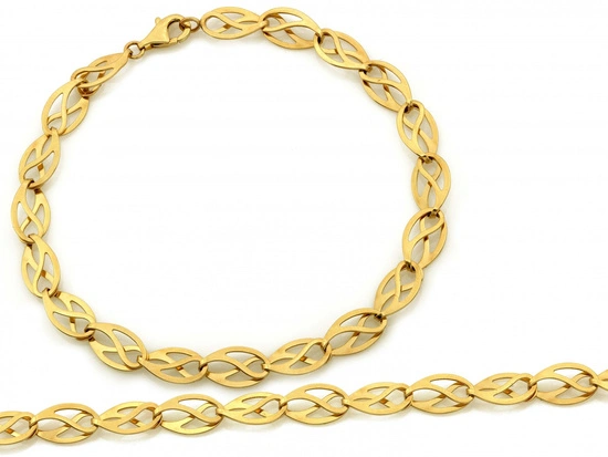 Bransoletka złota owalne ażurowe ogniwa