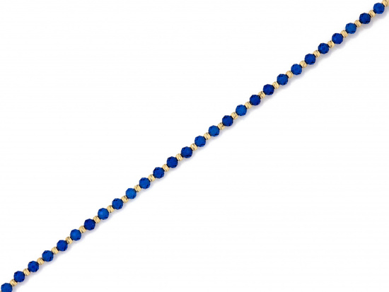 Bransoletka złota z kulkami i syntetycznymi szafirami