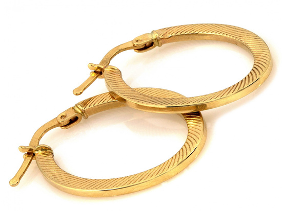 Kolczyki złote płaskie owalne angielskie zapięcie