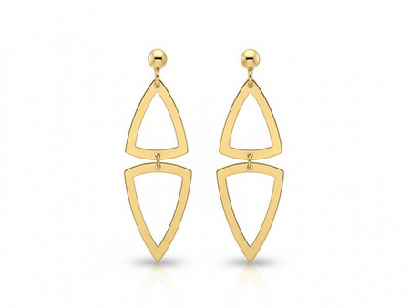 Kolczyki złote na sztyfcie z wiszącymi trójkątami