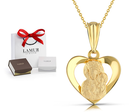 Złoty naszyjnik 585 - Matka Boska w sercu