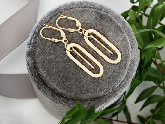 Kolczyki złote wiszące długie owalne angielskie