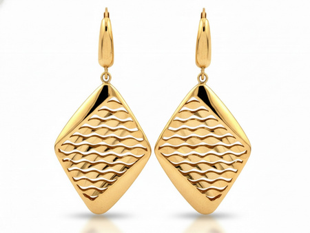 Kolczyki złote duże wiszące dmuchane romby