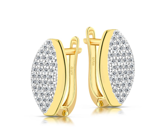 Złote kolczyki 585 z cyrkoniami - klasyczne