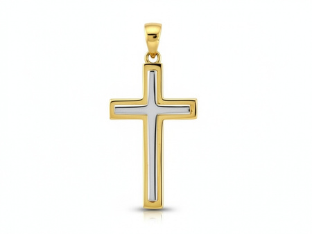 Krzyżyk dwa kolory złota