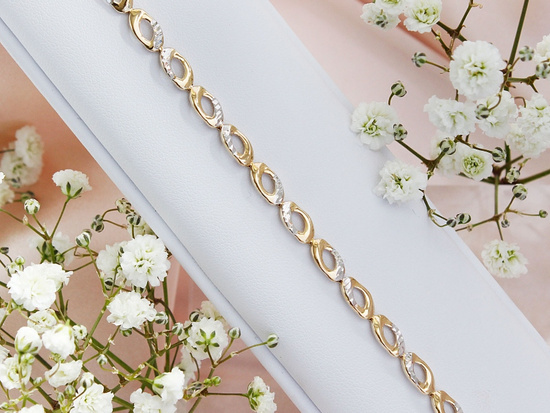 Bransoletka złota elementowa dwukolorowa