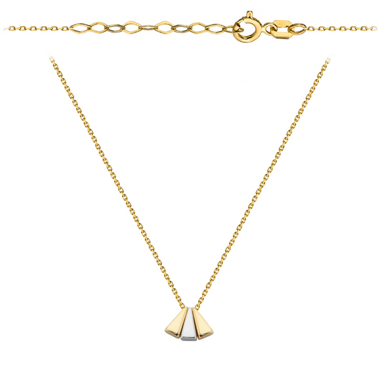 Złoty naszyjnik 585 - nowoczesne trójkąty z żótym i białym złotem