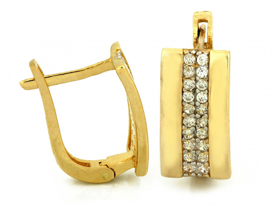 Delikatne złote kolczyki angielskie z cyrkoniami