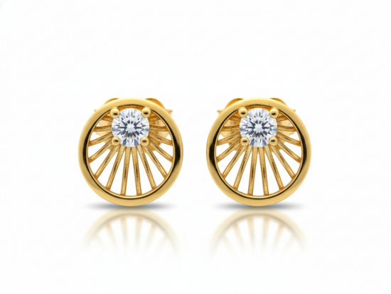 Kolczyki złote na sztyfcie z cyrkonią