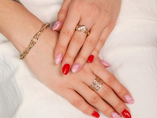 Złota bransoletka gruba z przeplatanych ogniw