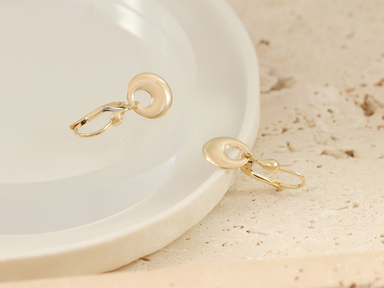 Kolczyki złote delikatne wiszące okrągłe angielskie