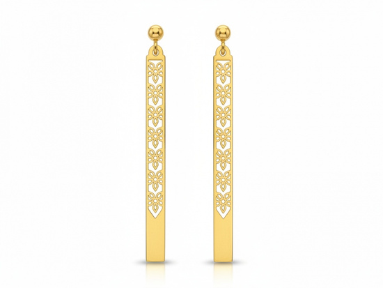 Złote kolczyki długie sztywne ażurowe