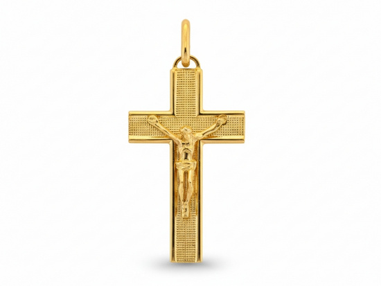 Zawieszka złoty krzyżyk z pasyjką z Jezusem