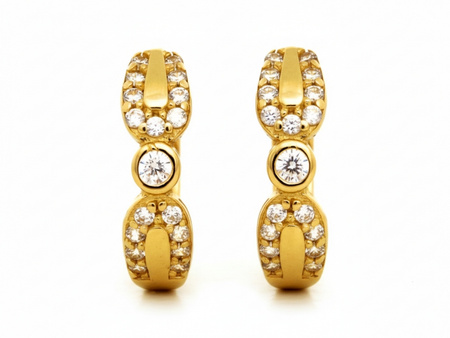 Kolczyki złote z cyrkoniami zdobione kółeczka