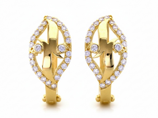 Kolczyki złote angielskie zapięcie delikatne zdobione cyrkoniami