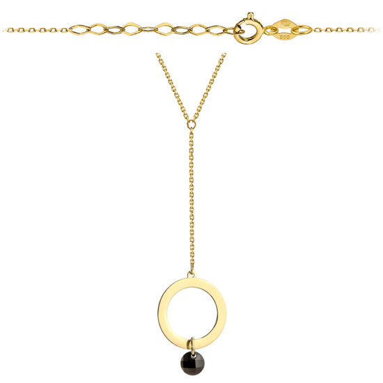 Złoty naszyjnik 585 - okrąg z onyksem