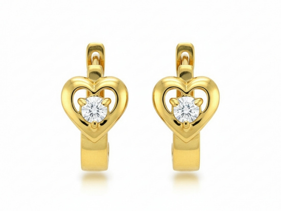 Kolczyki złote dla dziewczynki z sercem