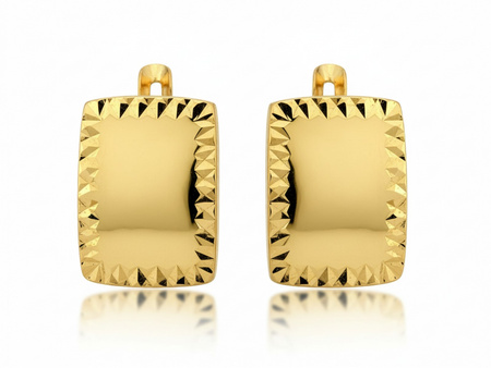Kolczyki złote angielskie błyszczące prostokątne
