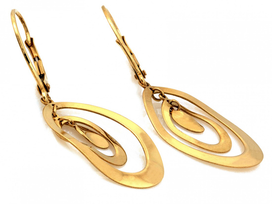 Kolczyki złote wiszące owalne ruchome