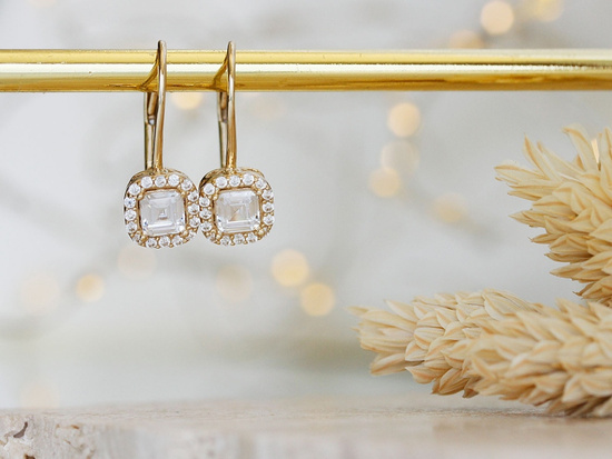 Kolczyki złote angielskie z cyrkoniami