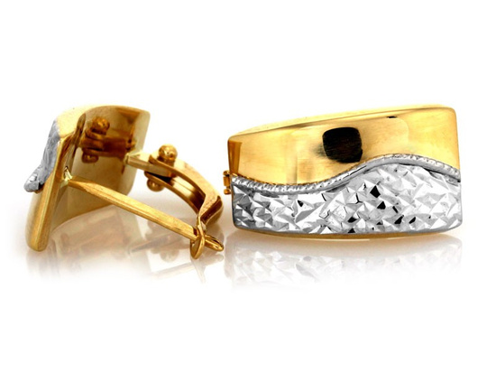 Diamentowane złote kolczyki na angielskim zapięciu