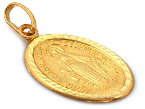 Medalik złoty owalny Niepokalana