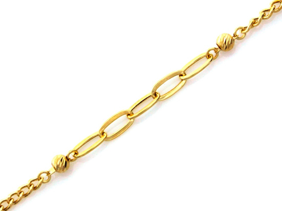 Bransoletka złota gruby łańcuszek frezowane kulki